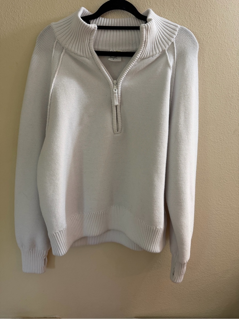 Aerie Offline women's Half-Zip Knit Sweater - White/slight blue tones